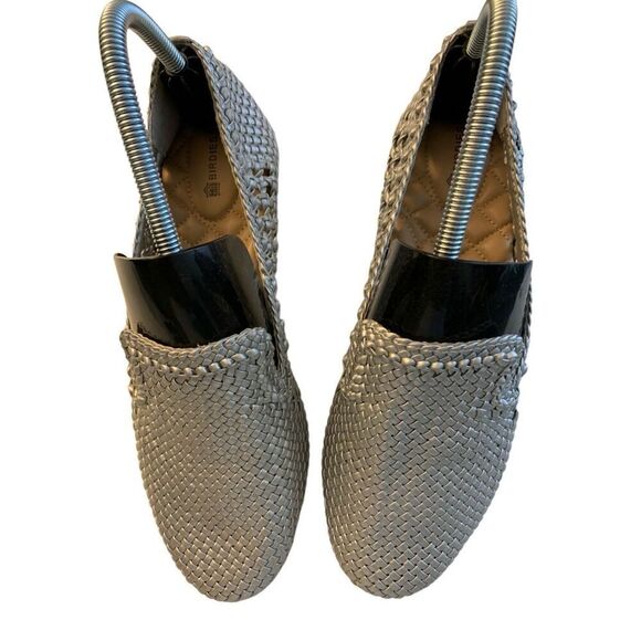 Birdies The Starling Metallic Silver Woven Slip On Vegan Leather Loafers 8.5 - Picture 2 of 5